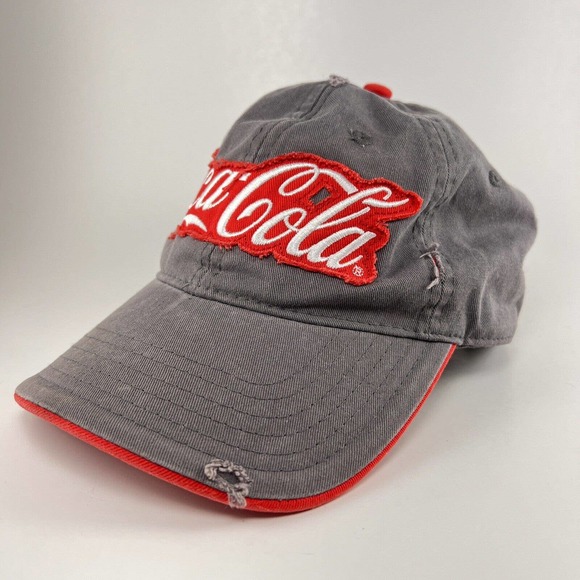 Classic Distressed Coca-Cola Embroidered Snap Gray Hat - Made in USA - Picture 1 of 5